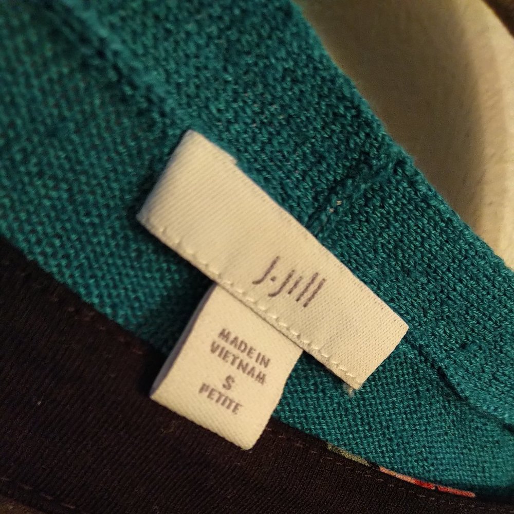 J.Jill Small Petite Open Front Silk Blend Cardi Mediterranean blue Cardigan - Picture 10 of 11